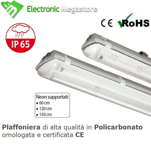 Plafoniera stagna neon ip65 - stagna,