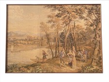 Quadro arazzo paesaggio campestre con scena rurale