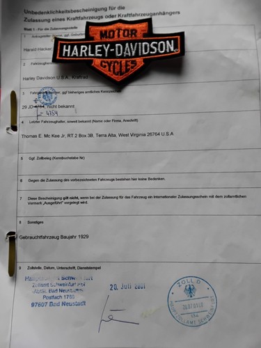 Harley 1929 documenti - 1929, jd