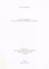 DI UNA VARIANTE IN UN LUOGO DEL MASTRO DON GESUALDO. ESTRATTO DA NUOVI ANNALI DE