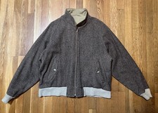 Giacca vintage Woolrich uomo XL lana tweed bomber reversibile kaki made USA