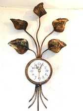 Grande orologio da parete FOGLIE in FERRO BATTUTO ORO al quarzo