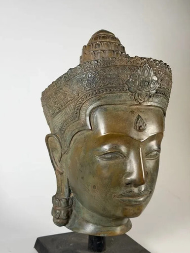 Tête vishnu bronze khmer - tête,