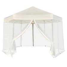 Hexagonal gazebo cream white - cream,