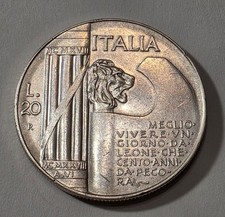 20 LIRE 1928 ELMETTO PERIZIATA