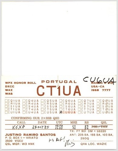 1985 ct1ua portogallo qsl - ct1ua, a