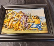 Belllssima placca o mattonella in ceramica istoriata Napoli primi '900