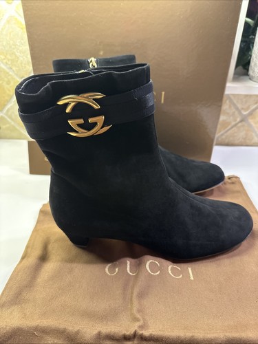 Gucci black suede interlocking - black,