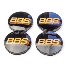 4x Tappi Centrali Galleggianti Originali BBS, Nero con Logo BBS Bronzo 3D 70,6mm