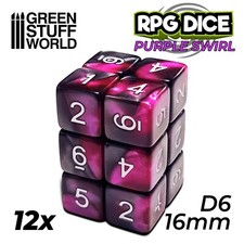 12x dadi 16mm lila marmo - dadi, d6