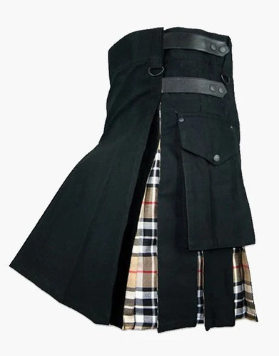 Kilt ibrido tessuto nero - ibrido, in