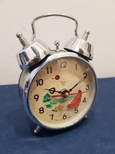 Orologio Sveglia Da Tavolo SHANGHAI CHINA DIAMOND GALLINA Animata Cromo Vintage