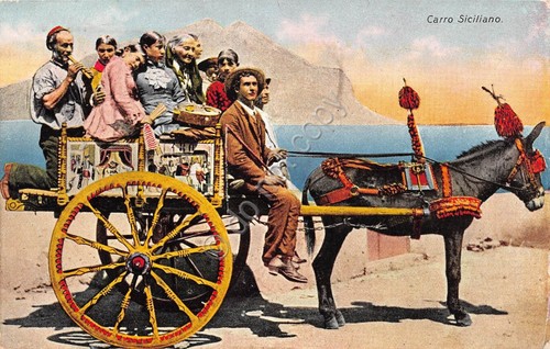 Cartolina sicilia carro - sicilia,