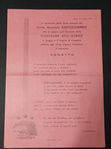 Palio siena istrice sonetto - di,