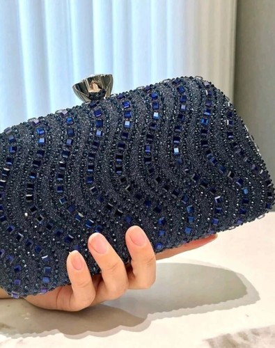 Pochette donna con perline - , blu
