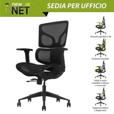 Sedia da ufficio nera con estetica elegante e pistone classe 4 resistente