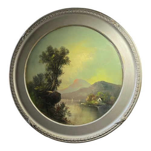 Antico quadro scena lago - , gesso
