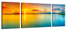 Canvashop Quadri Moderni cm 208x70 Mare tramonto quadro stampa su tela 3 pezzi