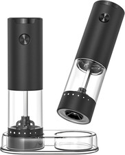 Set Macina Sale E Pepe Elettrici Macinaspezie a Batteria Con Base, Contenitore T