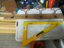 Vecchio antico attaccapanni appendiabiti da parete vintage d'epoca artigianale 4