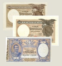 3 pezzi Lire 25 Vittorio