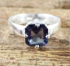 Anello certificato pietra preziosa ottagonale zaffiro che cambia colore...