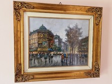 Quadro Parigi Giulio De Simone olio su tela con cornice 