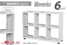 LIBRERIA SCAFFALE BASSA MODERNA 6 RIPIANI MENSOLE ROVERE SBIANCATO 90*24*H60 CM
