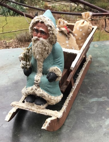 Vecchio babbo natale slitta - babbo, su