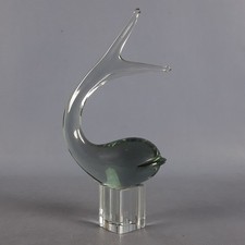 Scultura Balena Vetro Murano Sommerso Fumé Design Modernariato 1970