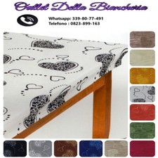 Copritavolo mollettone per tavolo 6 e 12 posti  elasticizzato Brio Cuore Shabby