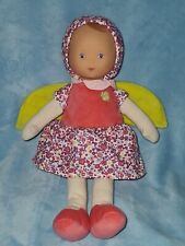 Peluche pupazzo Corolle ali di fata rosa giallo vestito floreale 12" viso vinile 2017