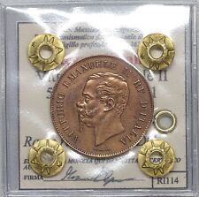 Regno d'italia 5 Centesimi 1861 Rame rosso SPLFDC Monete Vittorio Emanuele II