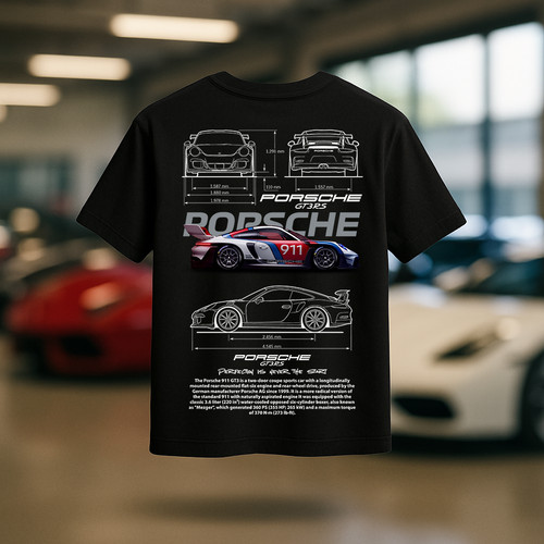 Shirt nera porsche 911 gt3rs - t-shirt,