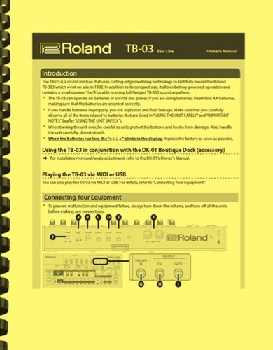 Roland bass line manuale - roland, tb-03