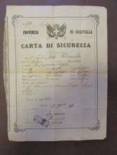 Passaporto Carta Sicurezza Provincia Guastalla Modena Bollo Violinista 1859