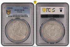 ITALIA ERITREA / 1918-R Tallero Vittorio Emanuele III - PCGS XF45!!!