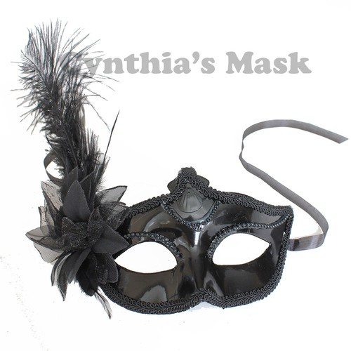 Maschera veneziana nera lucida