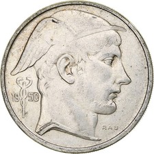 Belgique, Régence Prince Charles, 50 Frank, Mercure, 1950, Bruxelles, Argent
