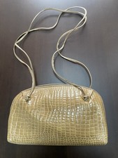 BORSA TRACOLLA BEIGE STAMPA COCCO LUCIDO IN ECOPELLE VINTAGE ANNI '90 28X17X8 cm