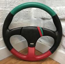 Volante 360mm in vera pelle Peugeot di Atiwe. Rosso, verde, rally.  7D