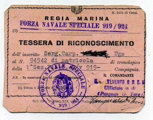 Regia marina tessera - regia, forza