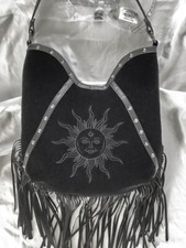 Killstar bag suede fringe bag sun Goth borsa Killstar suede nero frange e sole