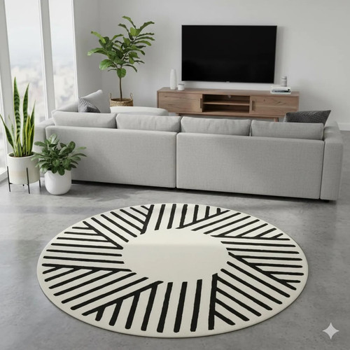 Tappeto rotondo trapuntato - , a