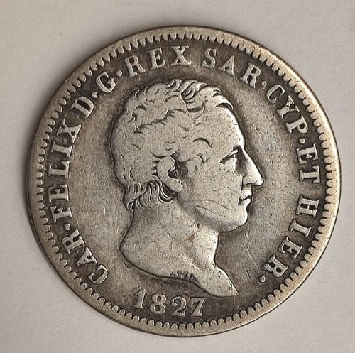 Moneta lire 1827 torino - lire, re