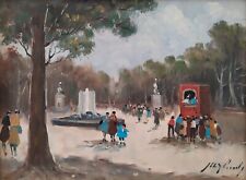 Antonio Migliardi Scorcio di Napoli Villa Comunale e Figure Dipinto ad Olio