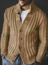 giacca cardigan uomo elegante sportivo moda slim fit beige morbido GU023