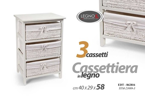 Cassettiera cassetti vimini - cassettiera, 3