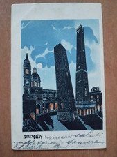 BOLOGNA città TORRE ASINELLI E GARISENDA ARTISTA ILLUSTRA 1902 CARTOLINA D'EPOCA