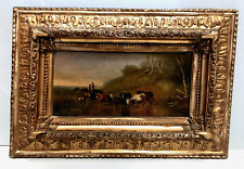 ANTICO QUADRO DIPINTO OLIO Em. Van Mark PAESAGGIO MANDRIANO CAVALLO MANDRIA 800